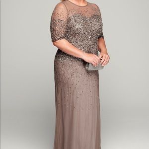Adrianna Papell Beaded Illusion Gown (Plus Size)